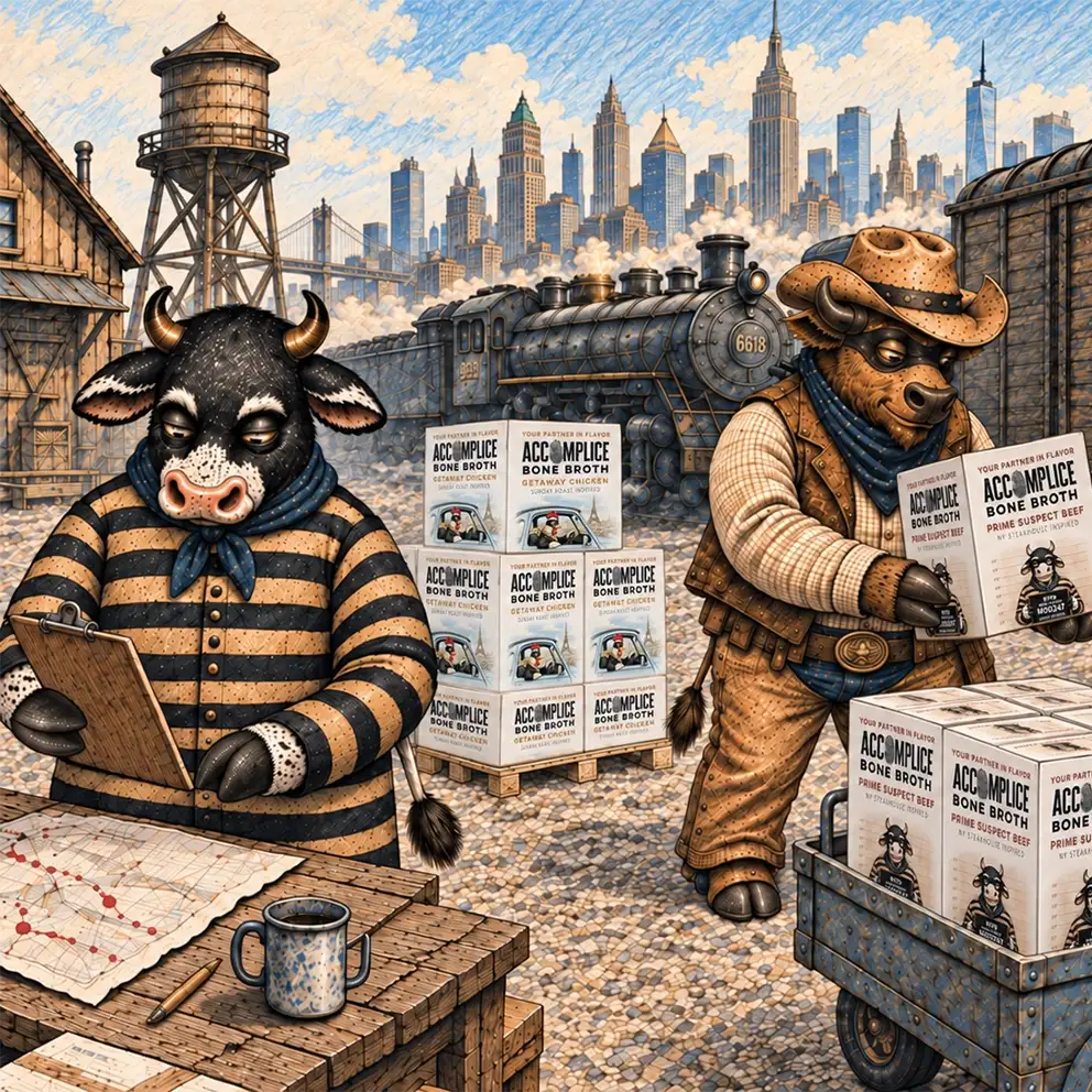 accomplice team preparing to ship accomplice bone broth packages on train